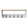 Hanah Home P2 - 2460 Perchero Recibidor con Almacenamiento y Ganchos de Metal, Blanco y Nogal, 120x37.2x22.2 cm